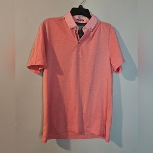 💙Ted Baker Polo Shirt Mens Size 4  Short Sleeve Adult Casual Orange/Salmón 🩵